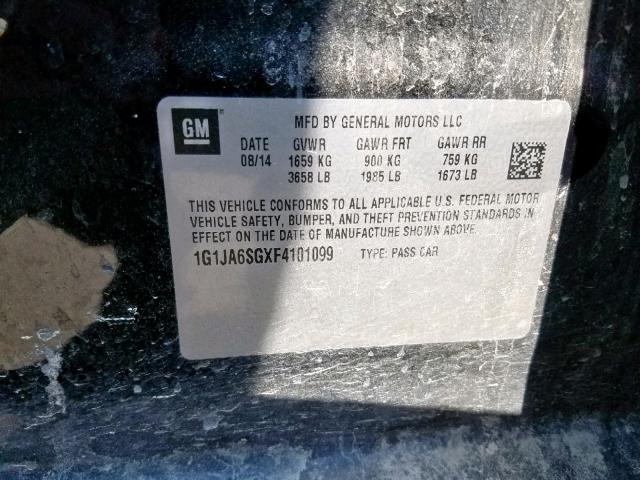 1G1JA6SGXF4101099 - 2015 CHEVROLET SONIC LS BLACK photo 10