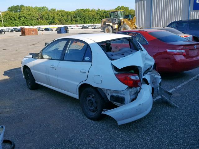 KNADC123326183333 - 2002 KIA RIO WHITE photo 3