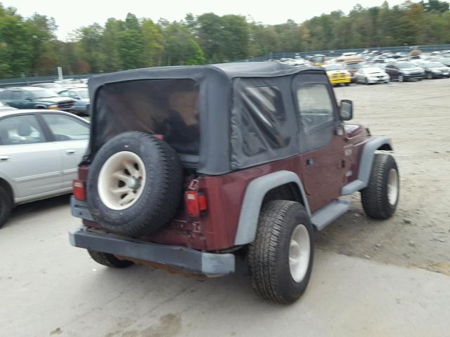 1J4FA39S52P738782 - 2002 JEEP WRANGLER / MAROON photo 4