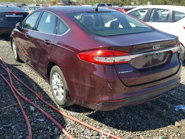 3FA6P0G73HR161551 - 2017 FORD FUSION S BURGUNDY photo 3