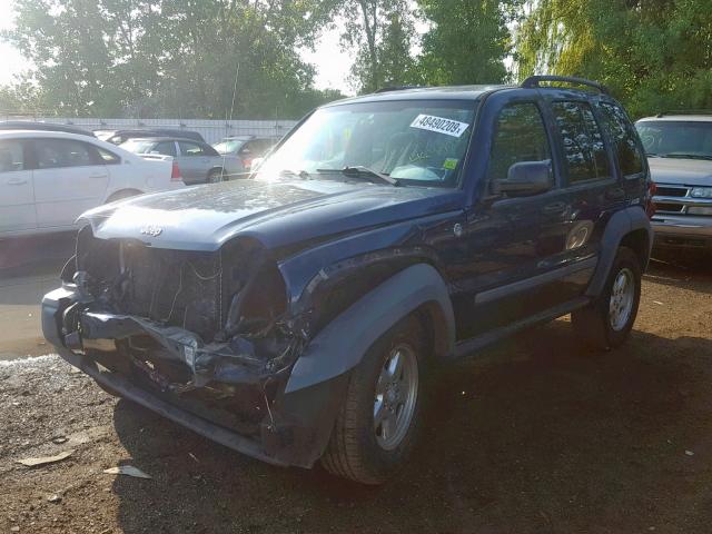 1J4GL48K55W616083 - 2005 JEEP LIBERTY SP BLUE photo 2