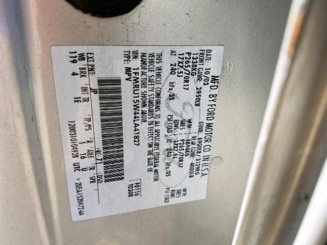 1FMRU15W44LA41827 - 2004 FORD EXPEDITION SILVER photo 10