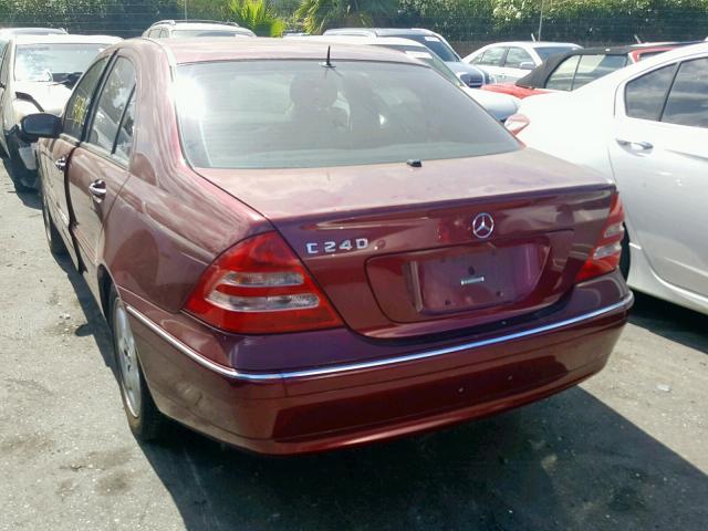 WDBRF61J62F288542 - 2002 MERCEDES-BENZ C 240 RED photo 3