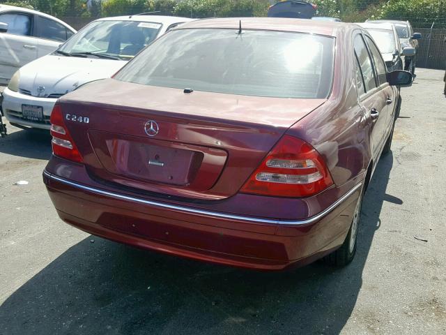 WDBRF61J62F288542 - 2002 MERCEDES-BENZ C 240 RED photo 4