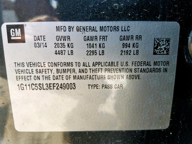 1G11C5SL3EF249003 - 2014 CHEVROLET MALIBU 1LT 灰色 照片 10