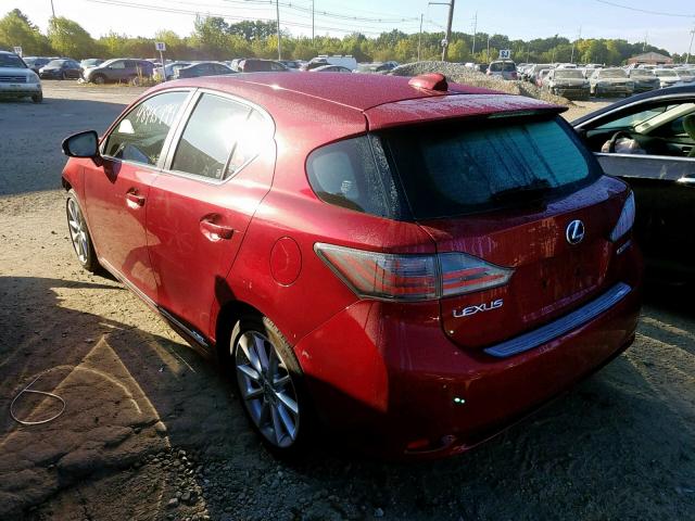 JTHKD5BH6B2016612 - 2011 LEXUS CT 200 RED photo 3