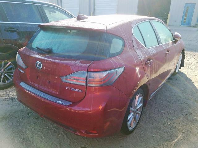 JTHKD5BH6B2016612 - 2011 LEXUS CT 200 RED photo 4