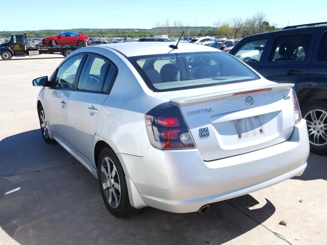 3N1AB6AP9CL776019 - 2012 NISSAN SENTRA 2.0 SILVER photo 3