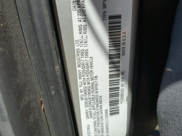 4S4BP61C177326998 - 2007 SUBARU LEGACY OUT SILVER photo 10