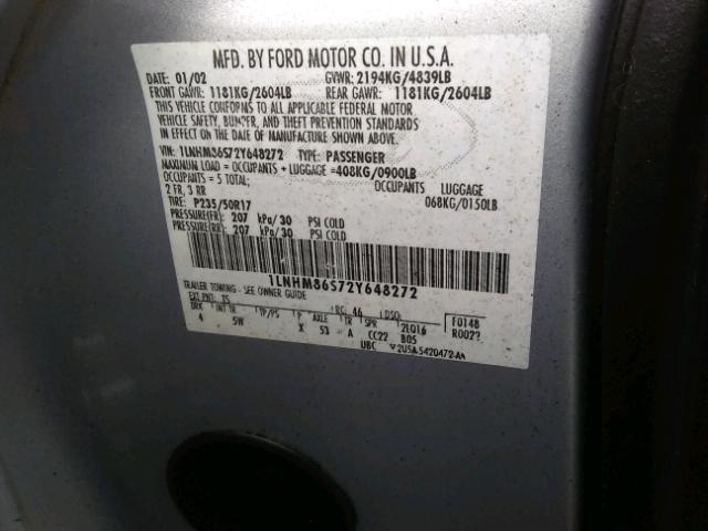 1LNHM86S72Y648272 - 2002 LINCOLN LS SILVER photo 10