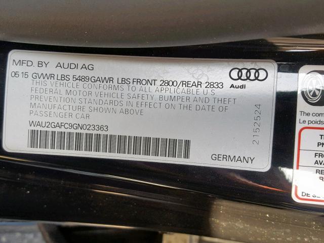 WAU2GAFC9GN023363 - 2016 AUDI A7 PRESTIG BLACK photo 10