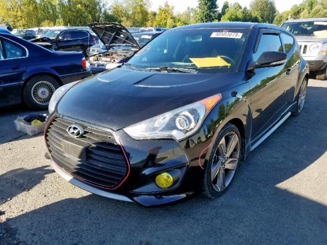 KMHTC6AE1DU171156 - 2013 HYUNDAI VELOSTER T BLACK photo 2