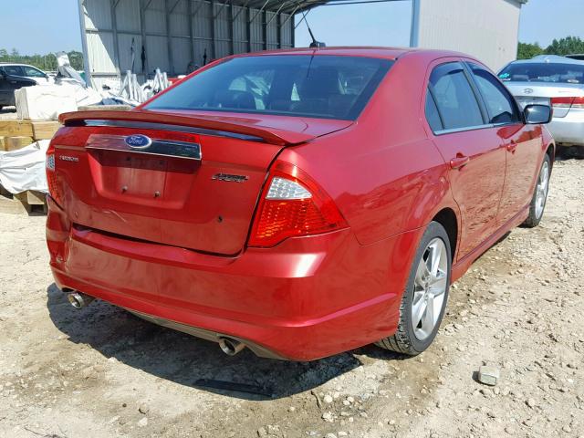 3FAHP0KC4AR385186 - 2010 FORD FUSION SPO RED photo 4