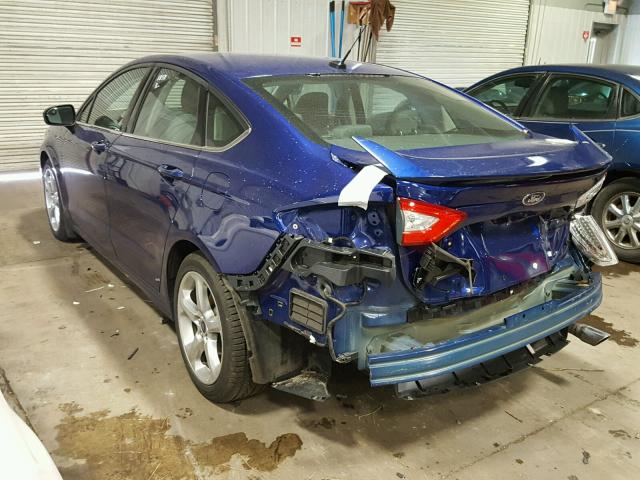 3FA6P0G75GR339474 - 2016 FORD FUSION S BLUE photo 3