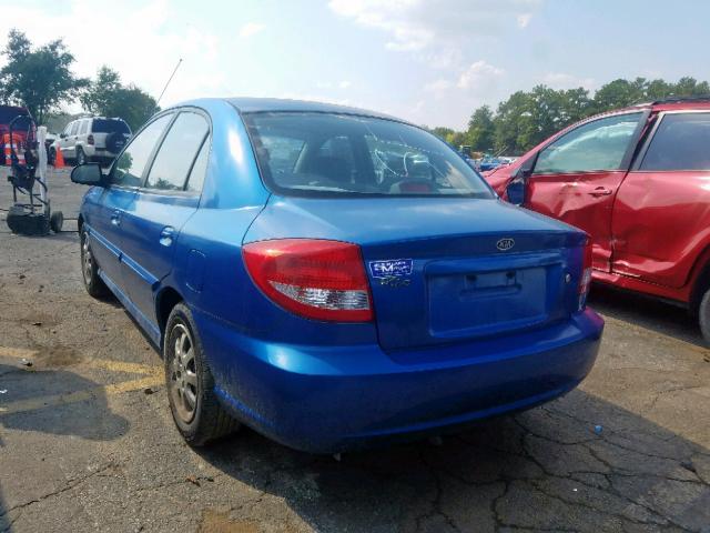 KNADC125656374685 - 2005 KIA RIO BLUE photo 3