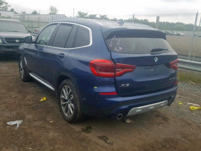 5UXTR9C51KLE13353 - 2019 BMW X3 XDRIVE3 BLUE photo 3