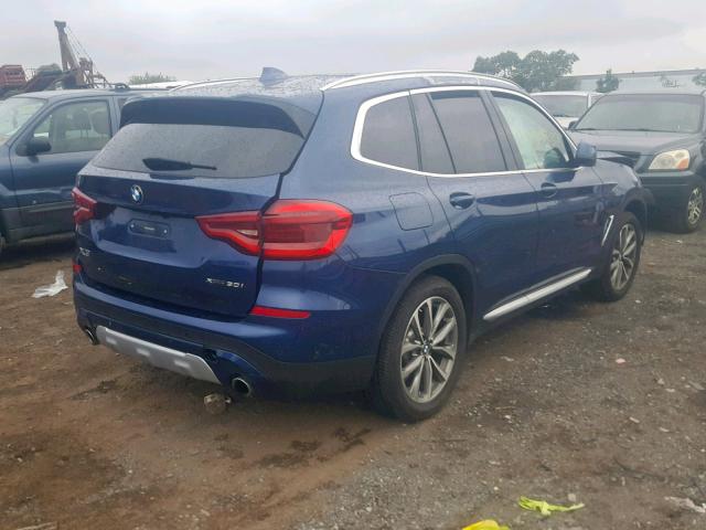 5UXTR9C51KLE13353 - 2019 BMW X3 XDRIVE3 BLUE photo 4