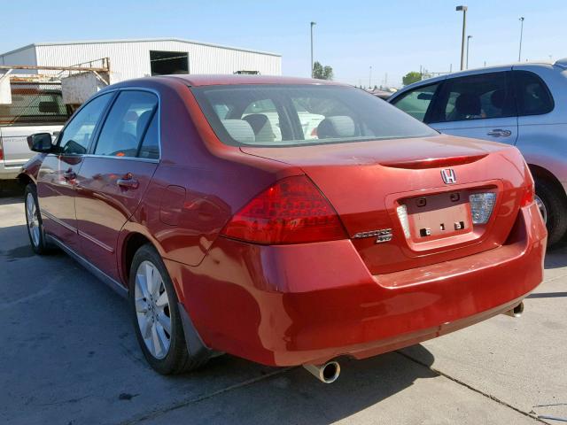 1HGCM66497A033664 - 2007 HONDA ACCORD SE RED photo 3