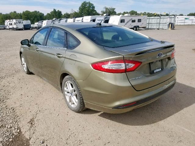 3FA6P0H71DR148662 - 2013 FORD FUSION SE GREEN photo 3