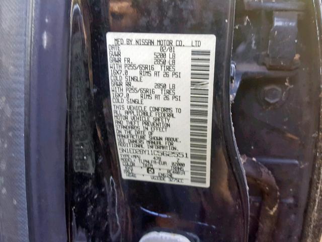 5N1ED28Y11C562551 - 2001 NISSAN XTERRA XE BLACK photo 10