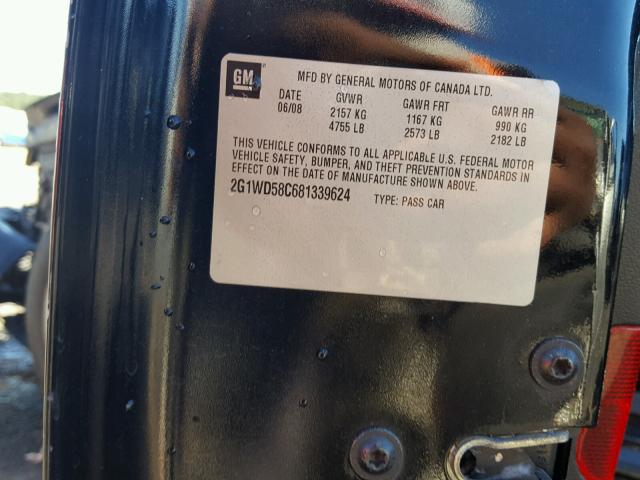 2G1WD58C681339624 - 2008 CHEVROLET IMPALA SUP შავი ფოტო 10