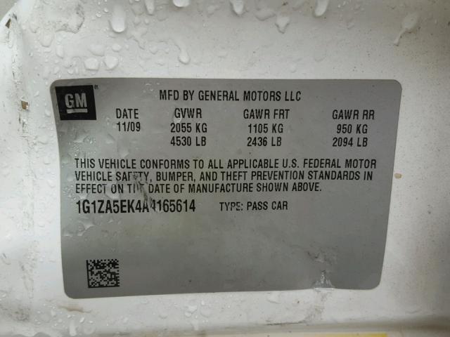 1G1ZA5EK4A4165614 - 2010 CHEVROLET MALIBU LS 白色 照片 10