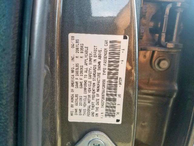 1HGCP26879A128956 - 2009 HONDA ACCORD EXL GRAY photo 10