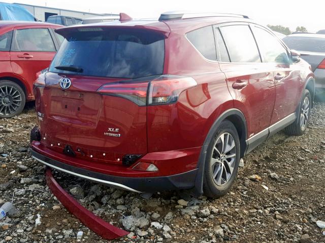 JTMRJREV7JD237415 - 2018 TOYOTA RAV4 HV LE RED photo 4