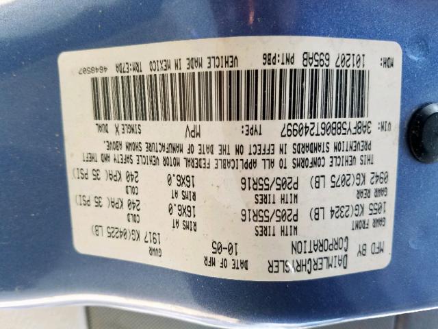 3A8FY58B06T240997 - 2006 CHRYSLER PT CRUISER BLUE photo 10