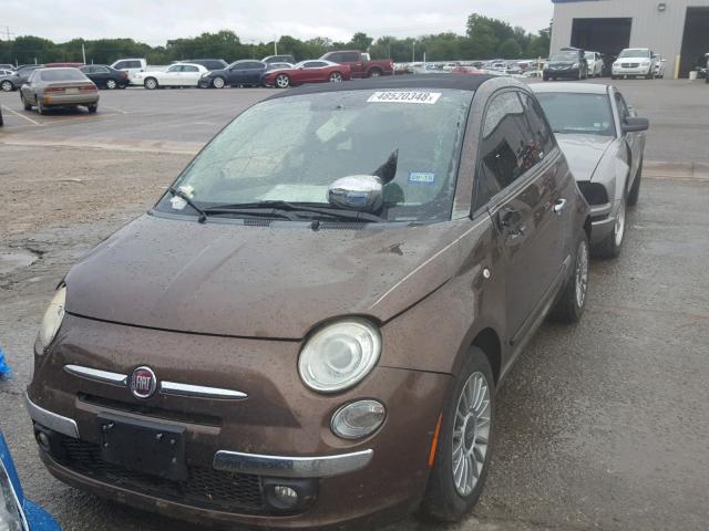 3C3CFFER1CT109150 - 2012 FIAT 500 LOUNGE BROWN photo 2