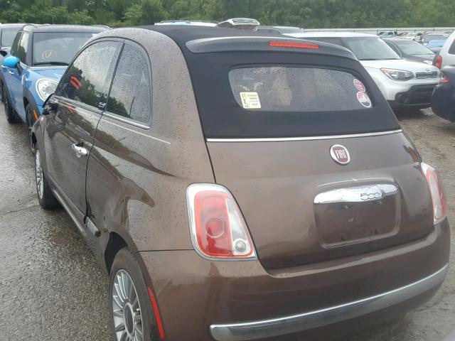 3C3CFFER1CT109150 - 2012 FIAT 500 LOUNGE BROWN photo 3