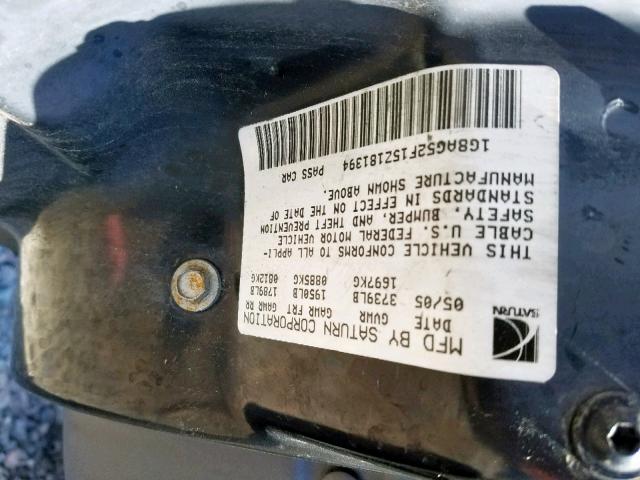 1G8AG52F15Z181394 - 2005 SATURN ION LEVEL WHITE photo 10