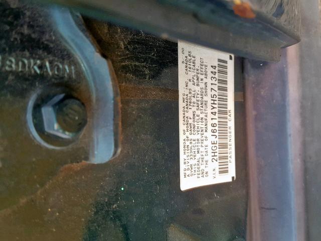 2HGEJ6614YH571344 - 2000 HONDA CIVIC BASE GREEN photo 10