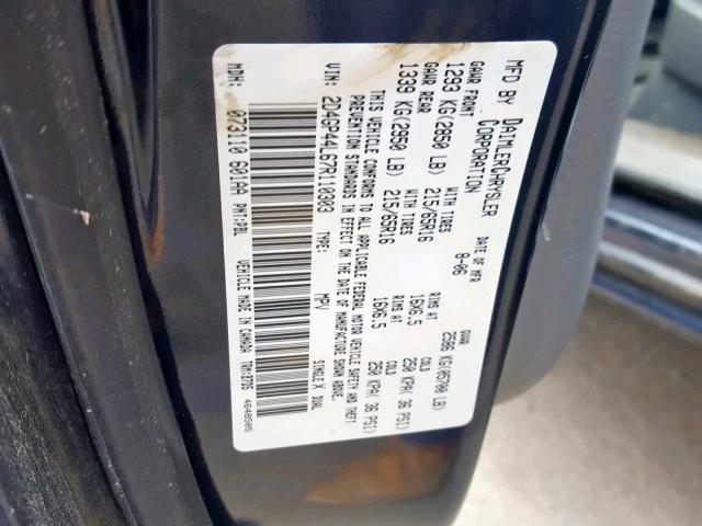 2D4GP44L67R110303 - 2007 DODGE GRAND CARA BLUE photo 10