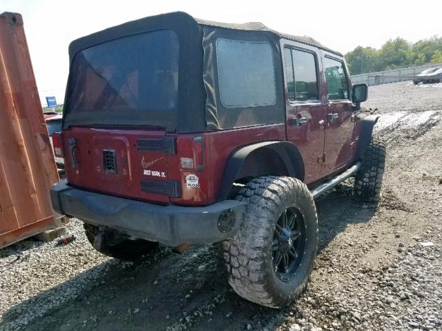1J4GA59137L214178 - 2007 JEEP WRANGLER S წითელი ფოტო 4