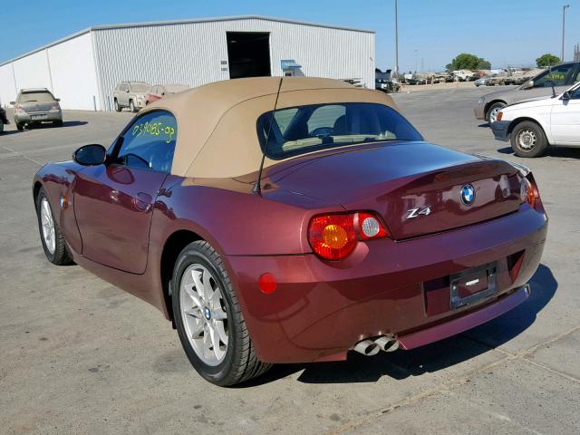 4USBT33423LS42222 - 2003 BMW Z4 2.5 BURGUNDY photo 3