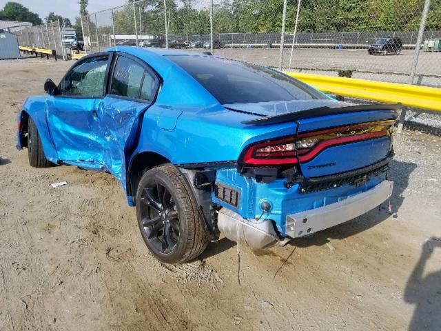 2C3CDXBG3JH319284 - 2018 DODGE CHARGER SX BLUE photo 3