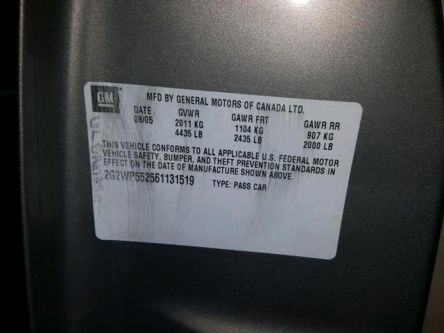 2G2WP552561131519 - 2006 PONTIAC GRAND PRIX GRAY photo 10