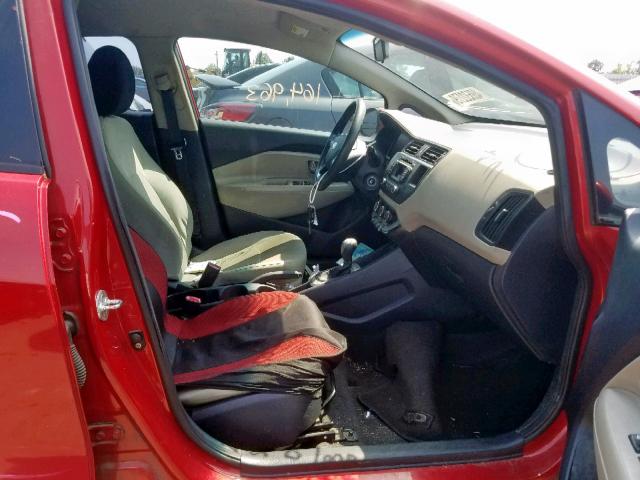 KNADM4A32C6091096 - 2012 KIA RIO LX RED photo 5