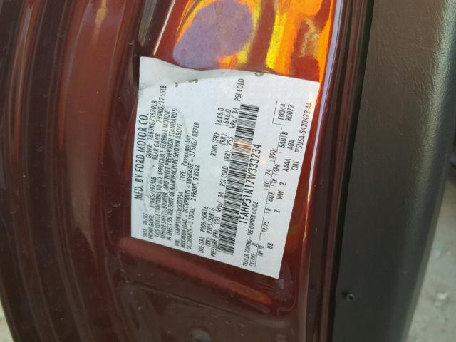 1FAHP31N17W333234 - 2007 FORD FOCUS ZX3 MAROON photo 10