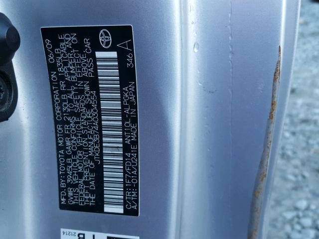 JTKDE3B74A0304554 - 2010 TOYOTA SCION TC 银色 照片 10