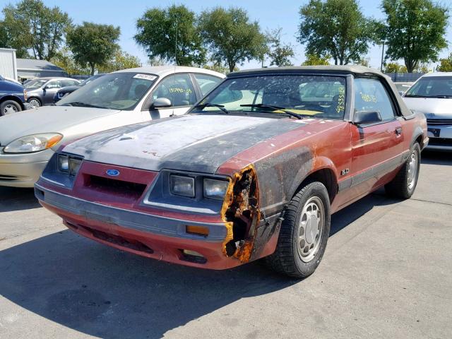 1FABP27M6FF205732 - 1985 FORD MUSTANG LX MAROON photo 2