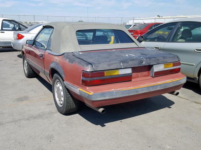1FABP27M6FF205732 - 1985 FORD MUSTANG LX MAROON photo 3