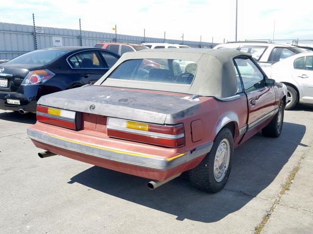 1FABP27M6FF205732 - 1985 FORD MUSTANG LX MAROON photo 4