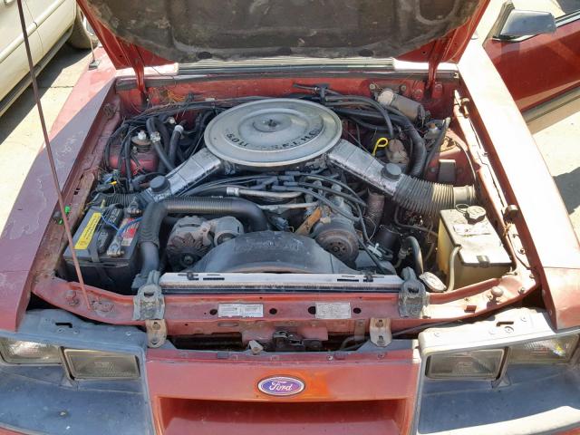 1FABP27M6FF205732 - 1985 FORD MUSTANG LX MAROON photo 7