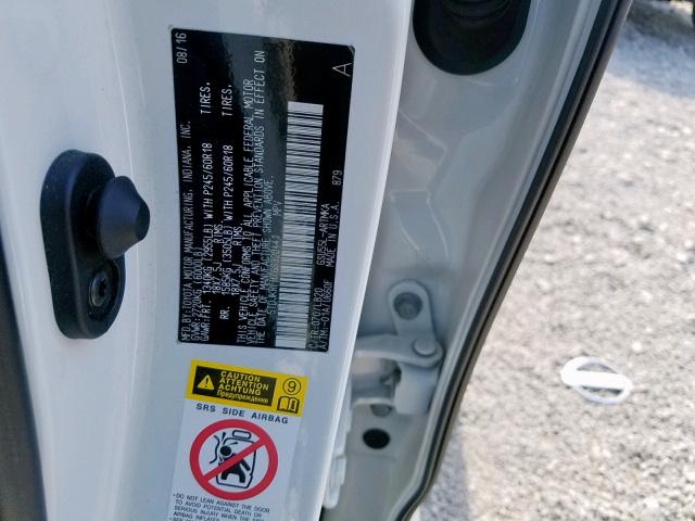 5TDJKRFH7GS320441 - 2016 TOYOTA HIGHLANDER თეთრი ფოტო 10