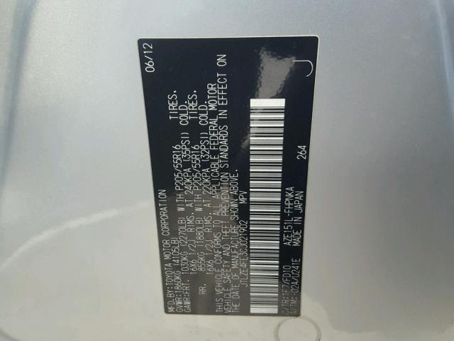 JTLZE4FE3CJ021902 - 2012 TOYOTA SCION XB Silber Foto 10