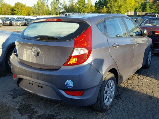 KMHCT5AE6GU285913 - 2016 HYUNDAI ACCENT SE GRAY photo 4