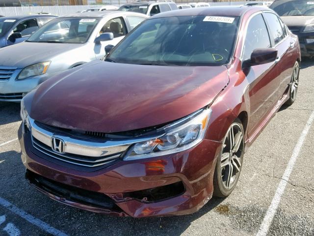 1HGCR2F58HA015273 - 2017 HONDA ACCORD SPO BURGUNDY photo 2