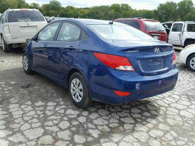 KMHCT4AE8GU983501 - 2016 HYUNDAI ACCENT SE BLUE photo 3